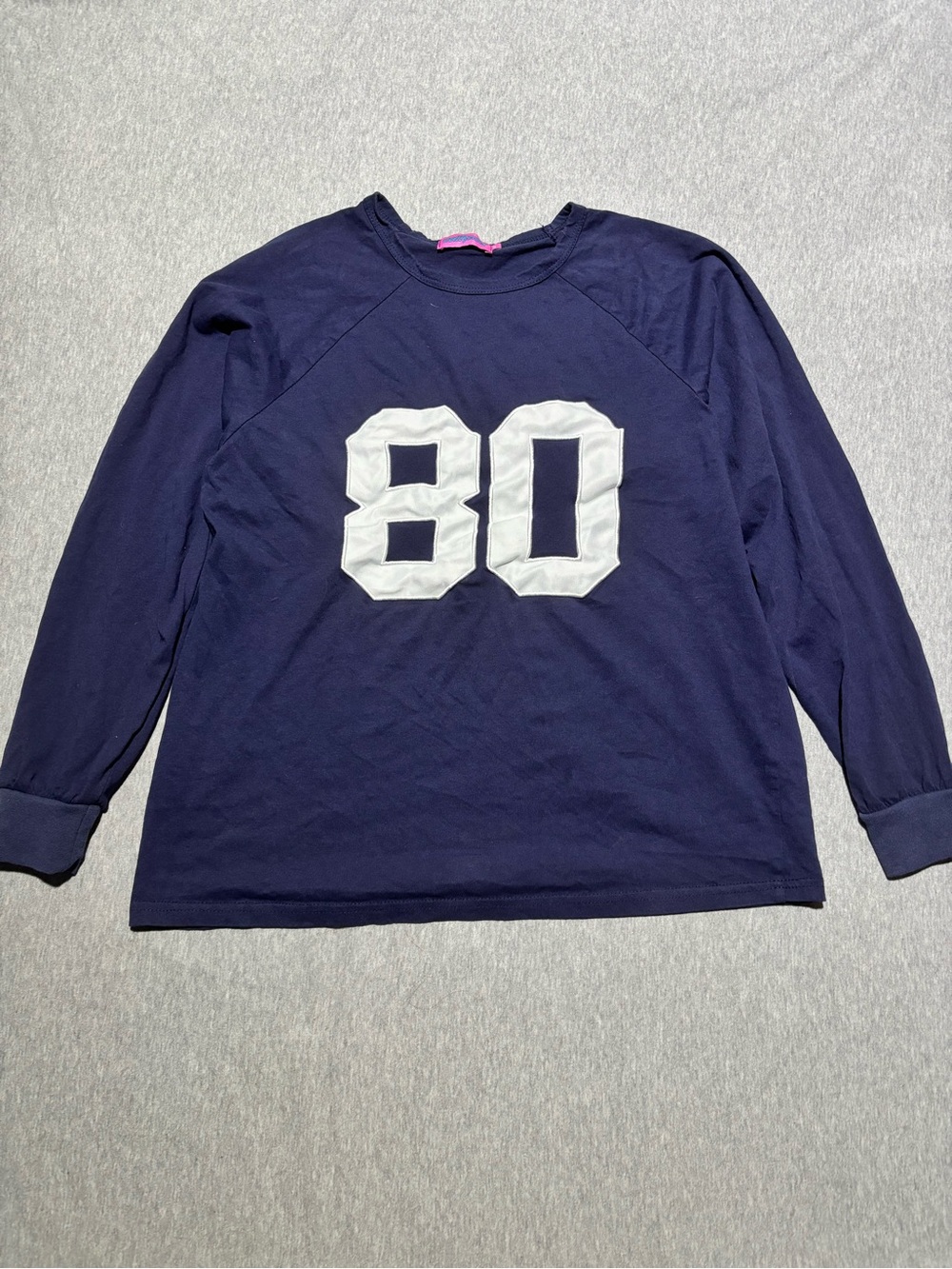 Edikted Navy Long-Sleeve Tee with White '80' Graphic